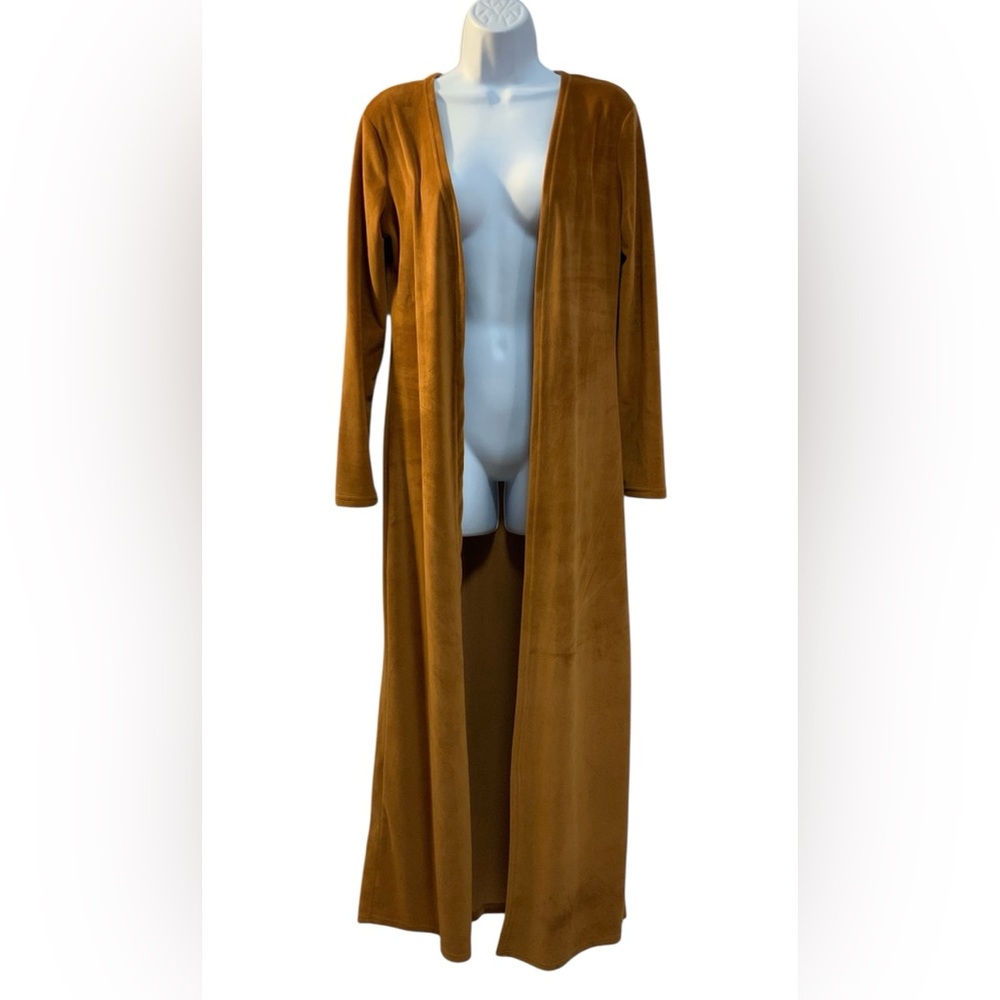 Women’s Camel Velvet Maxi Cardigan